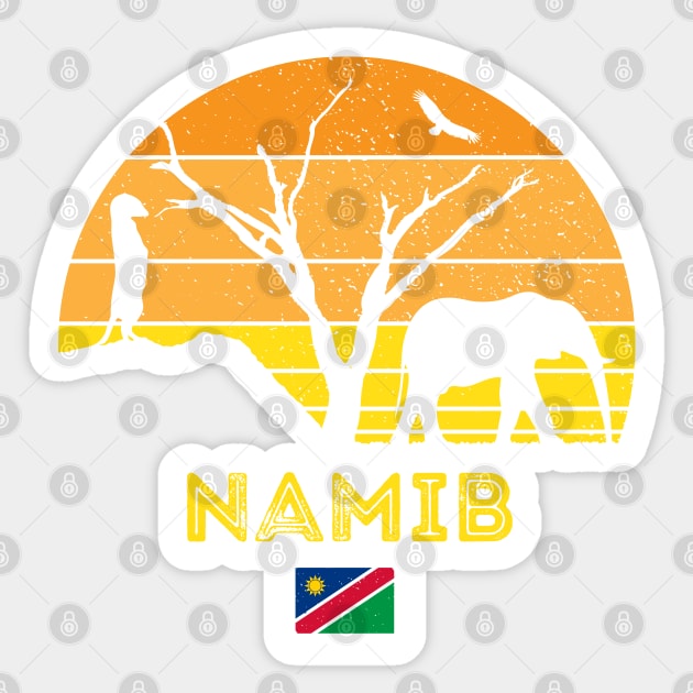 Namib Desert Elephant Safari Vintage Sunset Africa Flag Sticker by BraaiNinja
